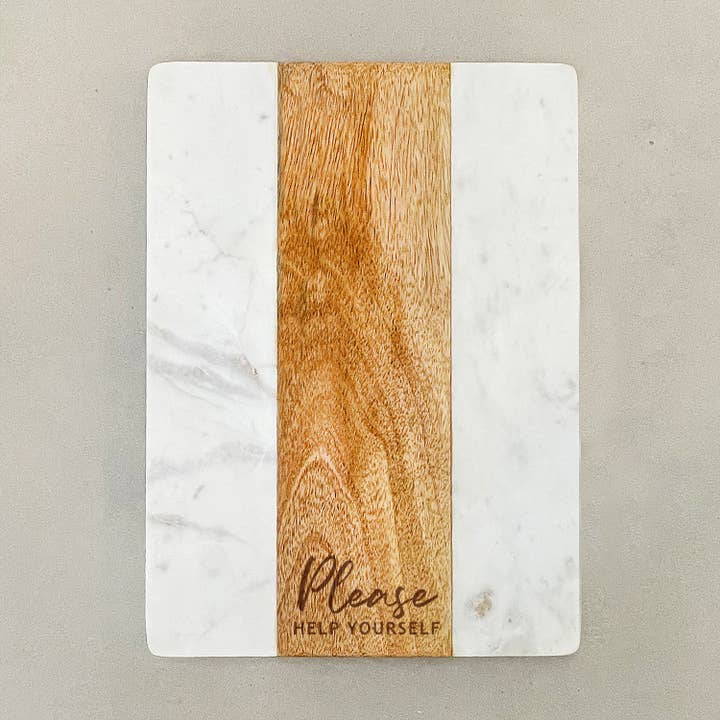 Veuillez vous aider //Planche de service en marbre et bois pour la vente par Second Nature by Hand