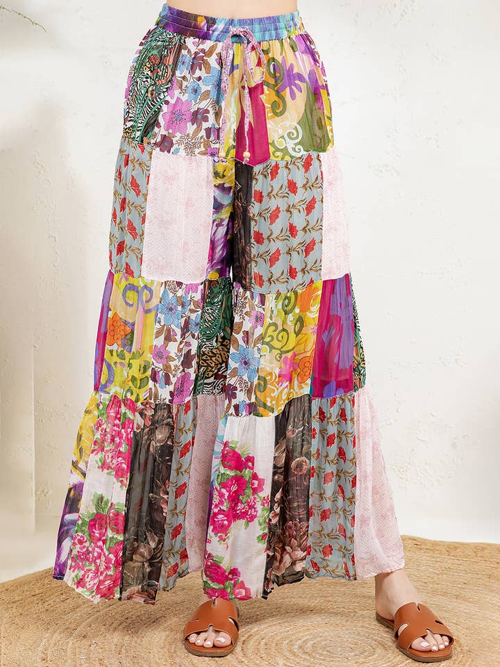 Young Threads - Wholesale Pants - Women's - Retro Revival Long Flared Patchwork Pants (New Color)76