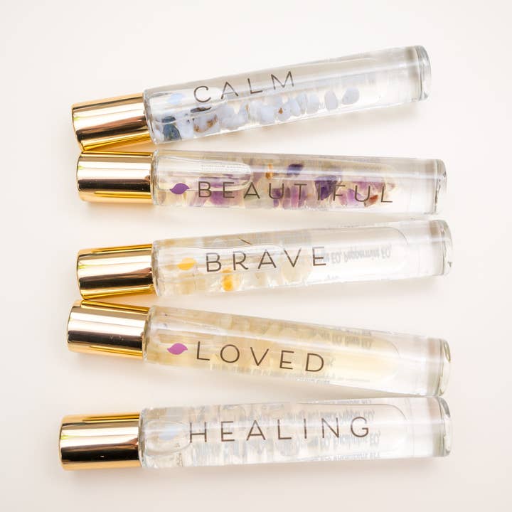 Flacons à rouleau en cristal – Ensemble varié de 5 mélanges d'aromathérapie pour la vente par Silver Orange