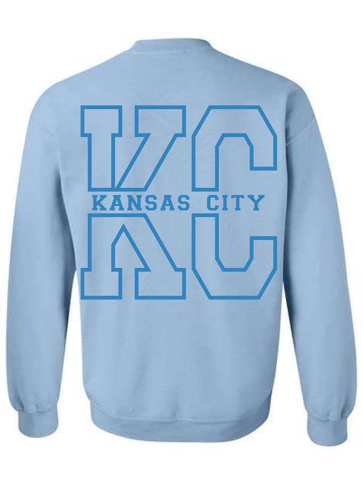 KC Crewneck Sweatshirt (Light Blue) for wholesale by Four Sisters