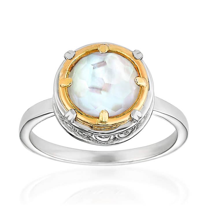 Rund perlemor dubletring for engroshandel hos Anatoli Jewelry