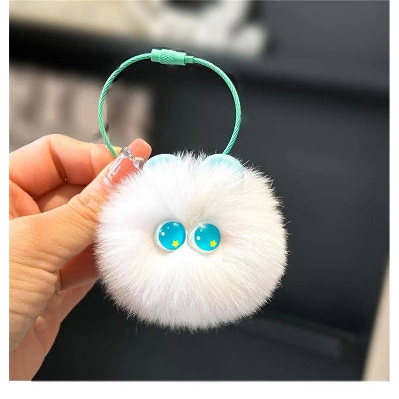 FurDecoration - Wholesale Keychain - Women's - Fluffy Rex Rabbit Fur Cute Cat Head Keychain & Bag Charm0