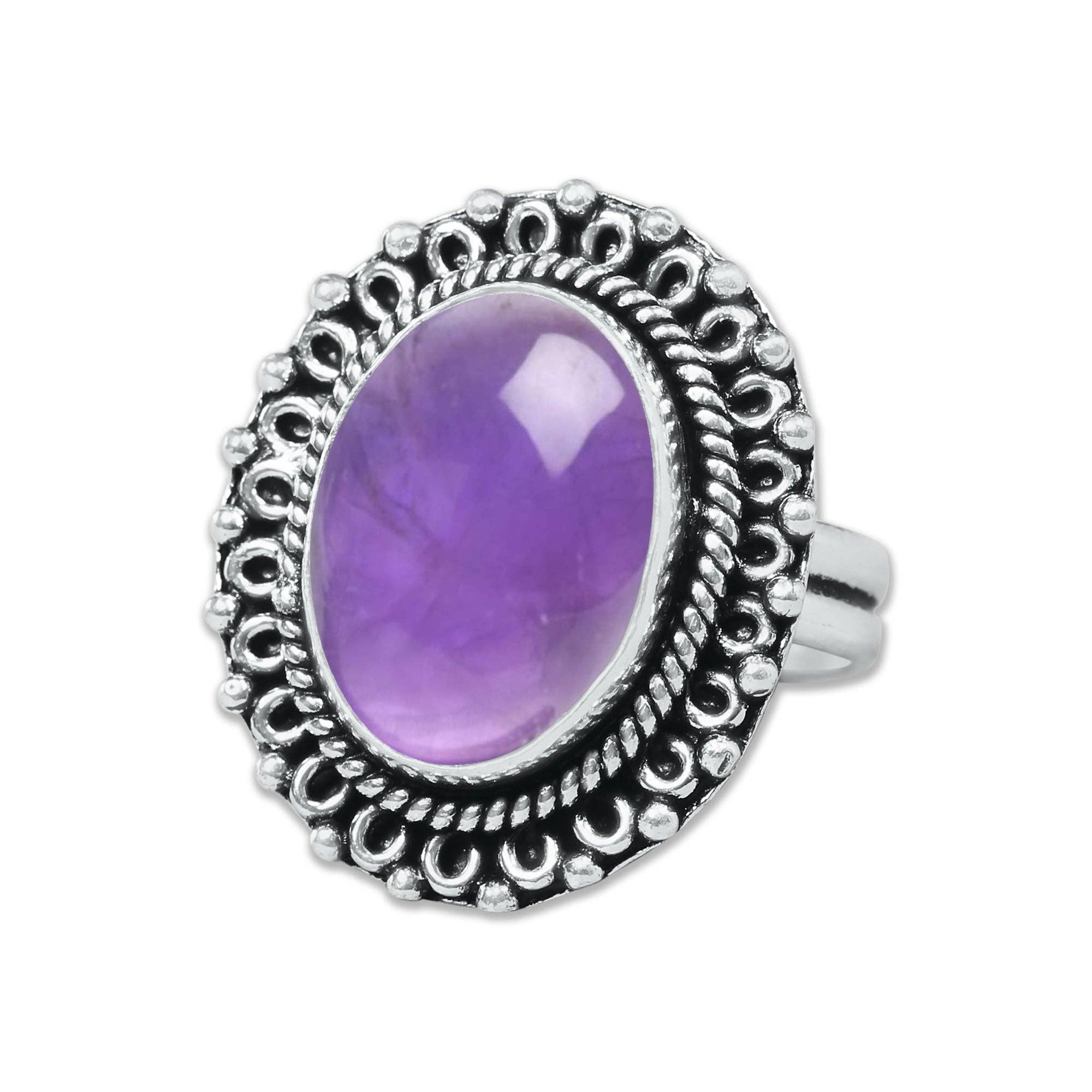Handmade Jewels - Wholesale Cocktail/Statement Ring - Amethyst Rings for Women – Silver-Plated, Handmade, Deep Purple (US Sizes 6–10, Non-Adjustable)24