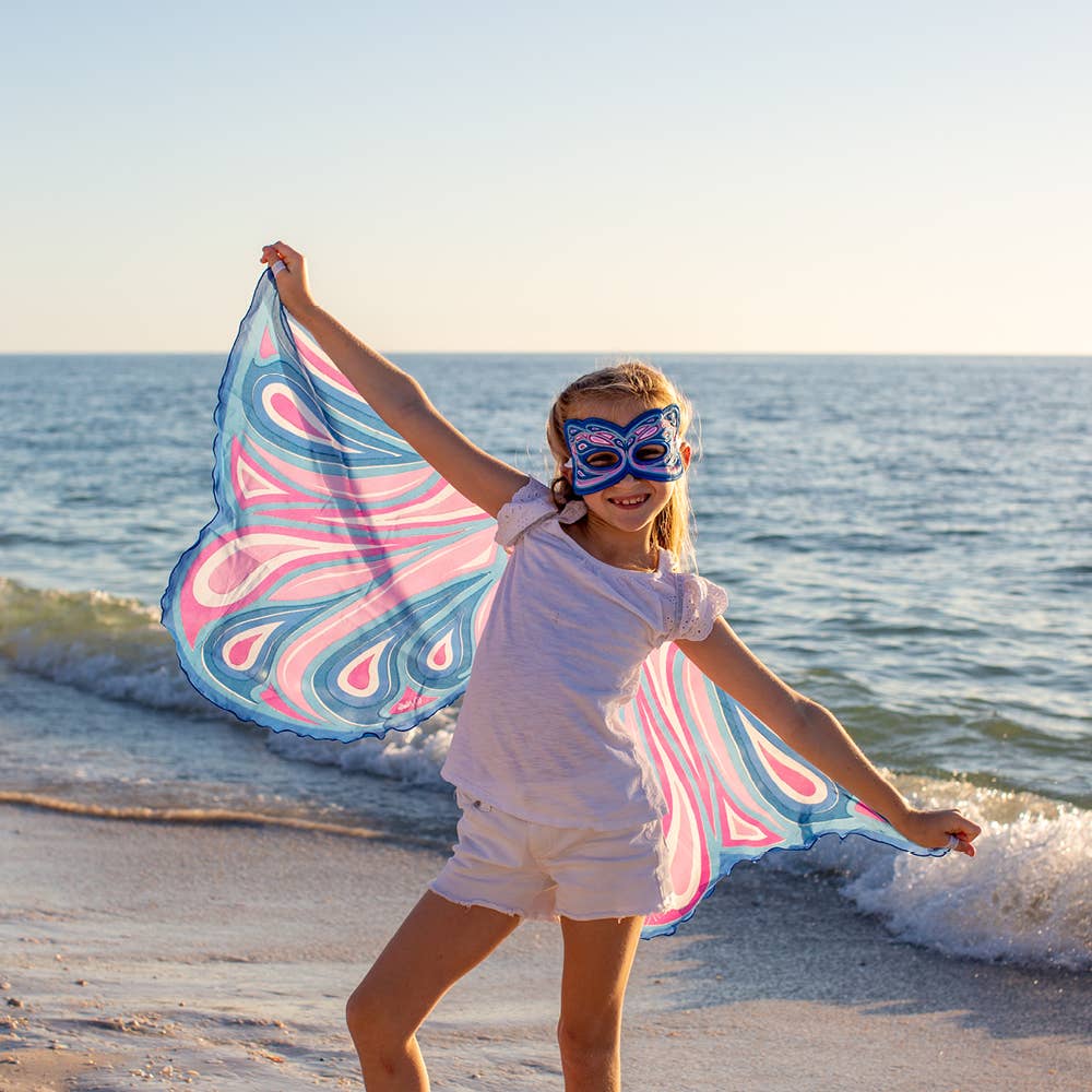 DREAMY DRESS-UPS® - Vente Cape – enfant - Blue Fortune Fairy Wings+Masque (costume cape pour enfants)2