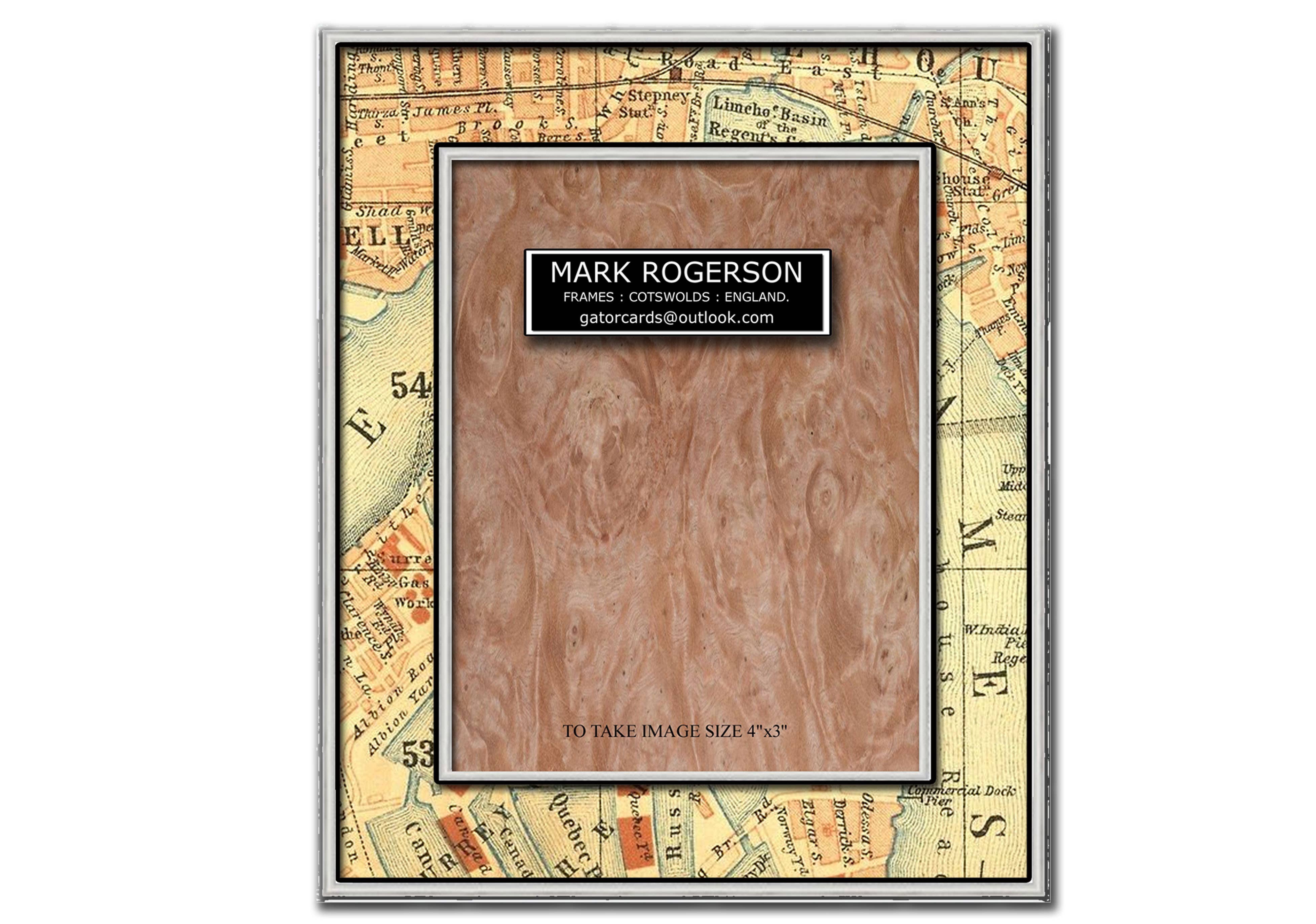 Gator cards - Wholesale Picture Frame - 1658 Map Paper Veneer 4"x3" Photo Frame. 0