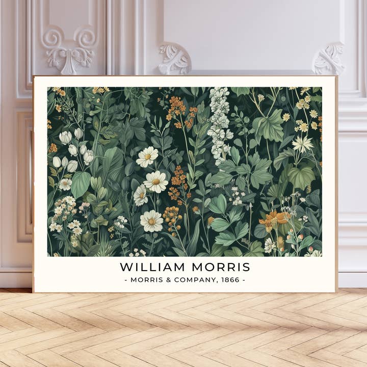 William Morris Green Flowers Art Print for wholesale by Kumo Art Prints