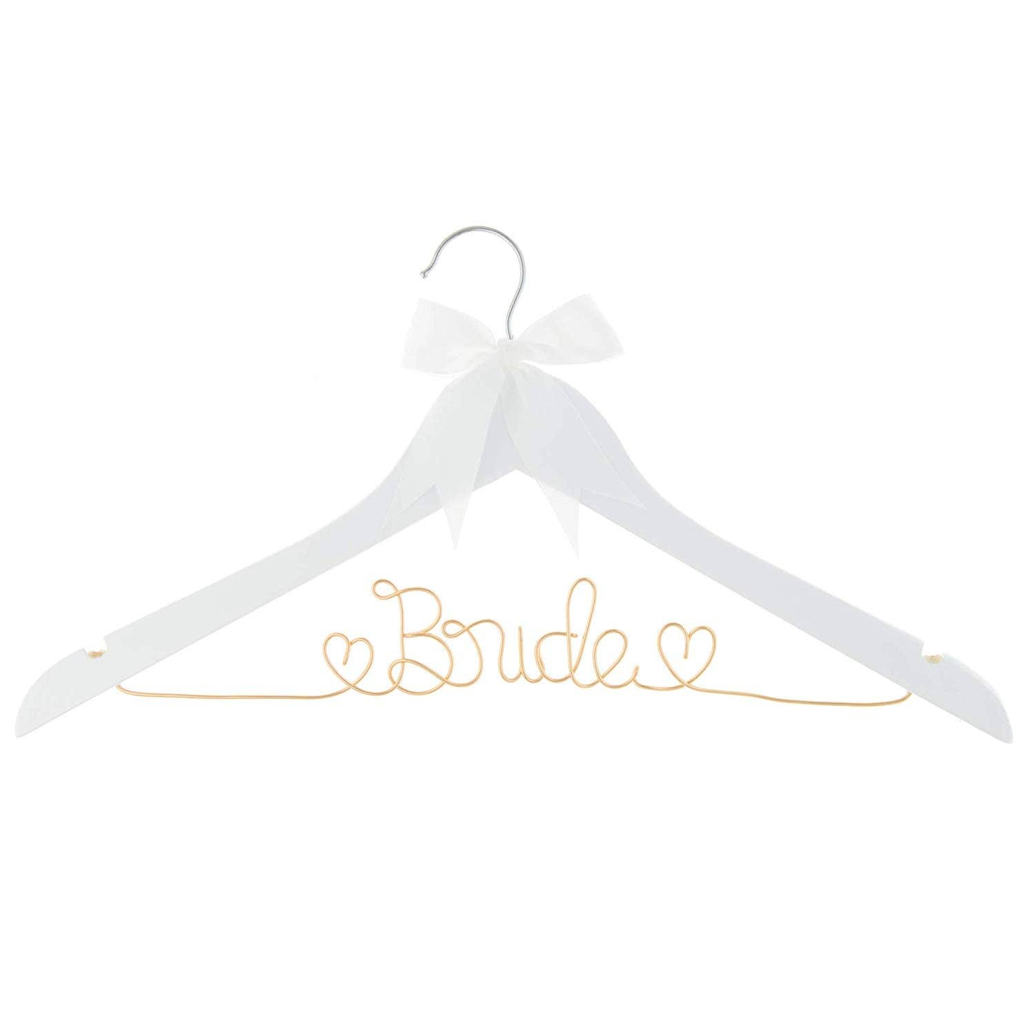 Ella Celebration - Wholesale Clothes hangers - Bride Wedding Dress Hanger - White with Light Gold Wire2