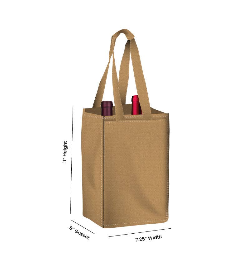 Non Woven Totes - Wholesale Wine Tote - Reusable 2-Bottle Wine Tote Bag-7.25x11x5 with Bottom Gusset | Custom Printed Wine Totes13