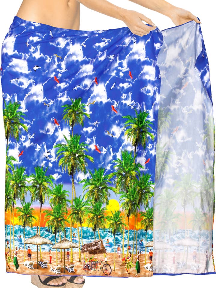 HAPPY BAY Paréo Long Beach pour femme Bleu royal/AA43 pour la vente par LA LEELA \ HAPPY BAY