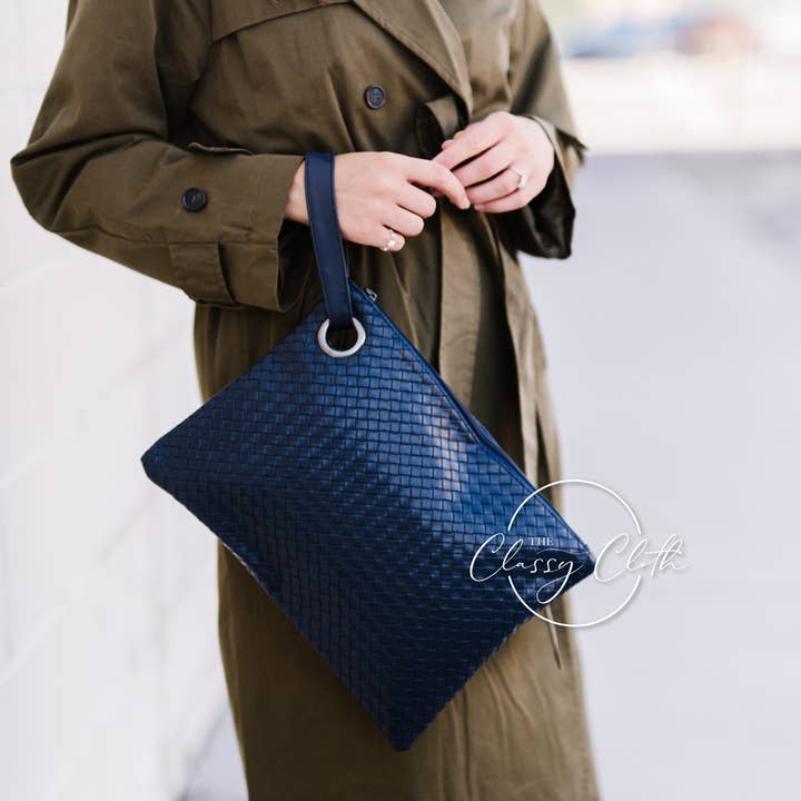 The Classy Cloth WS - Wholesale Clutch Bag - Women's - Trendy Clutch - Weave Navy RTS