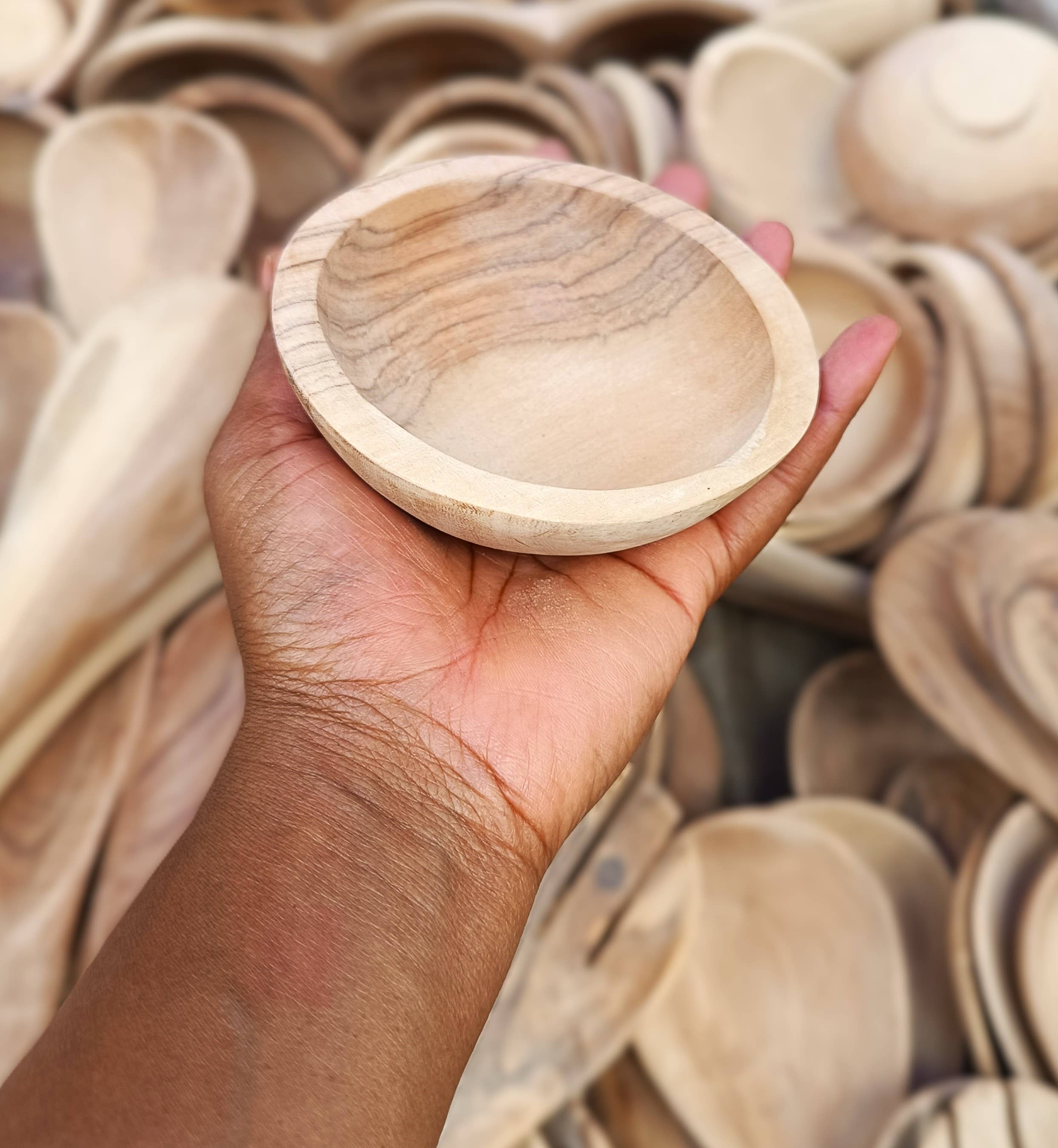 African Craft Collection - Wholesale Candle Holder - Small Wooden Candle Dough Bowl – Farm House Dough Bowl 1