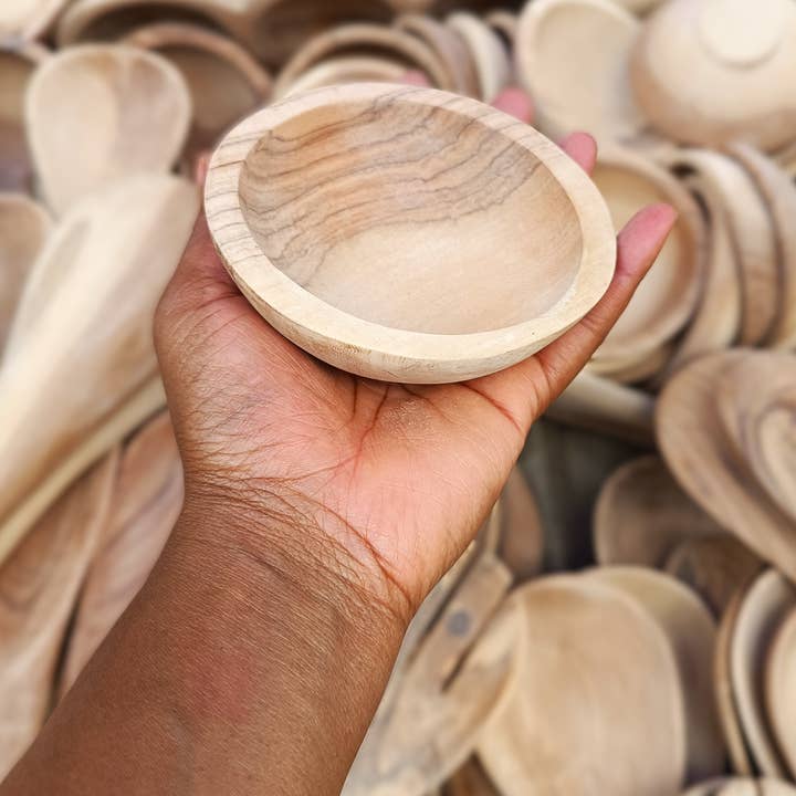 African Craft Collection - Wholesale Candle Holder - Small Wooden Candle Dough Bowl – Farm House Dough Bowl 1