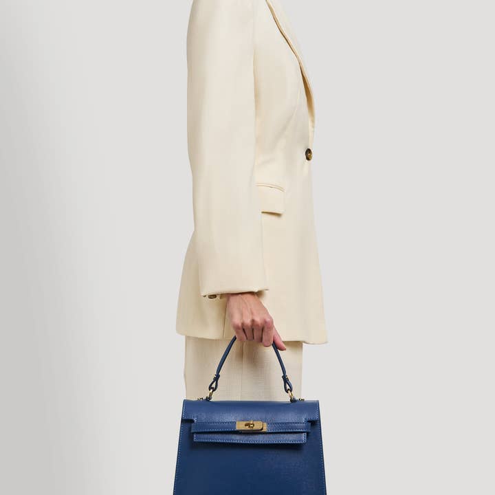 Voemièn - Wholesale Top Handle Bag - Women's - Zaira Bag in Blue Navy Saffiano Leather6