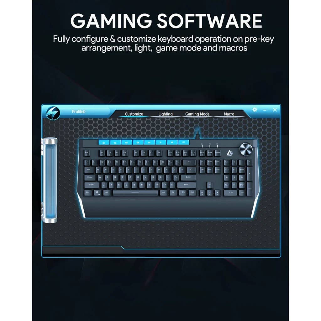 Above Edge - Wholesale Keyboard - Mechanical Keyboard Blue Switches 104key with Volume Control3