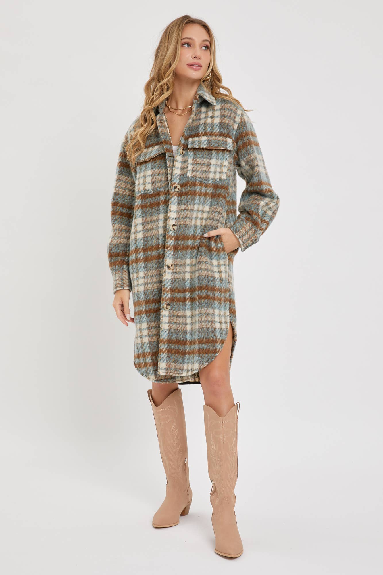 Sweet Lovely by Jen – Engroshandel Skjortejakke/shacket – til kvinder – SW1571 PLAID COAT/SHACKET12