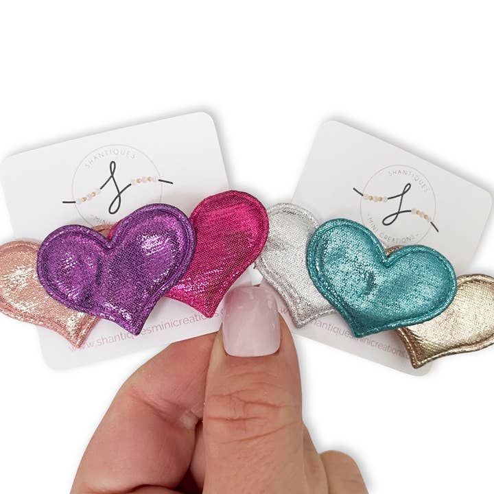 Metallic Hearts - Alligator Bar Clips for wholesale by Shantiques Mini Creations