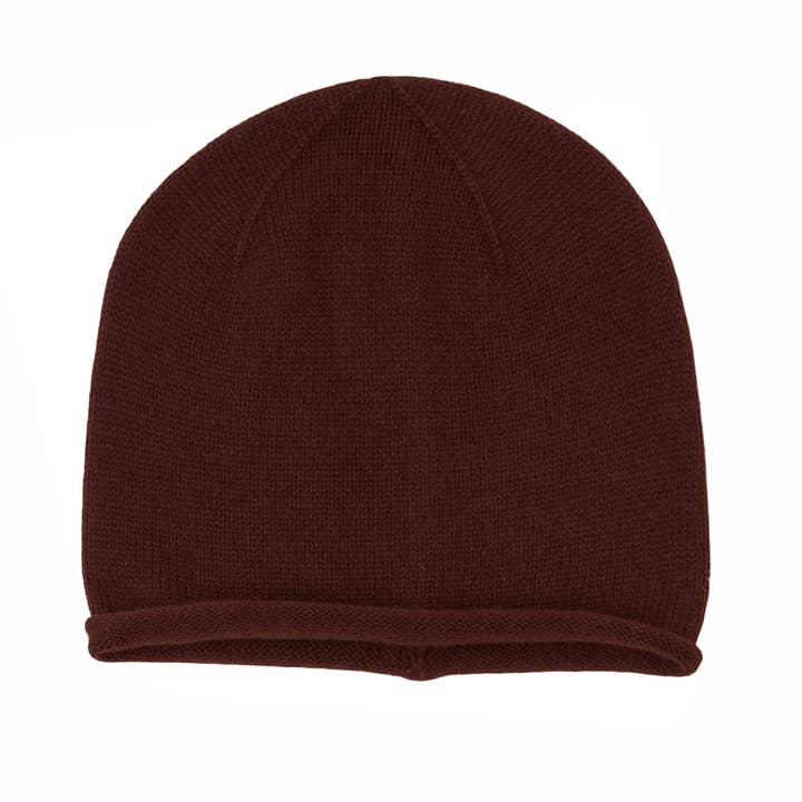 Cashmere Plain Knit Beanie - Brown for wholesale by Somerville Scarves