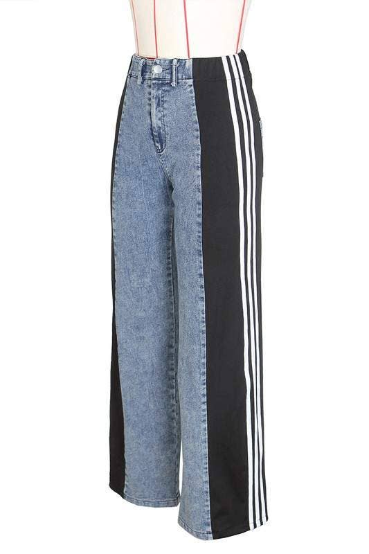 Queen Fashion - Vente Pantalon – femme - pantalon rayé à jambes larges10