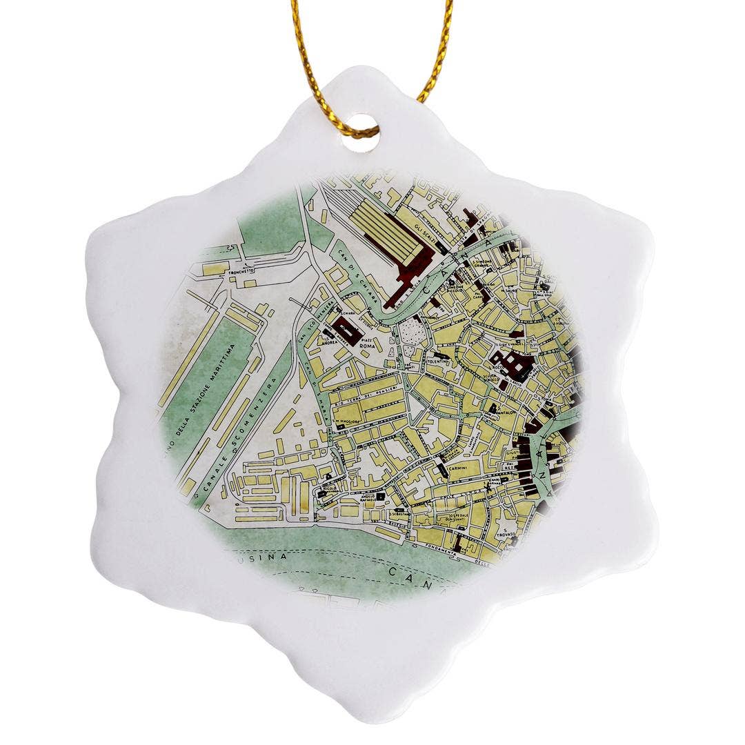 3dRose - Wholesale Ornament - 3dRose, Vintage Map Of Venice In Italy, Ornament0