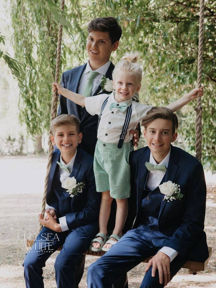 Dickie Bow - Wholesale Kledingset - Baby - Harrison Sage Groene Jongens Vlinderdas en Eucalyptus Bretels Set4