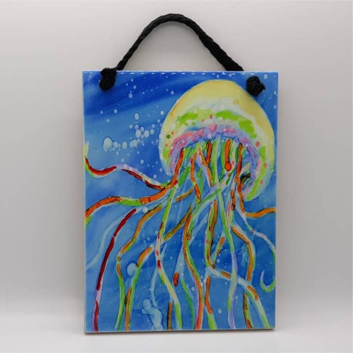 Florida Vibes Art / Mungo Key Designs - Wholesale Wall Tile - Jellyfish Path Ceramic Tile1