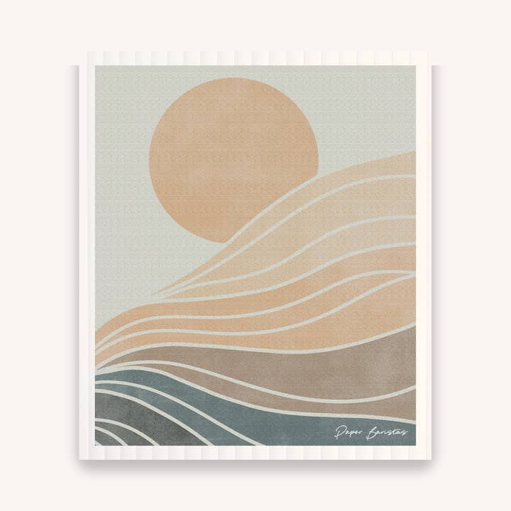 Paper Baristas – toalha de cozinha por atacado – Conjunto de 3 Panos de Pratos Suecos: Paisagem Line Combo4