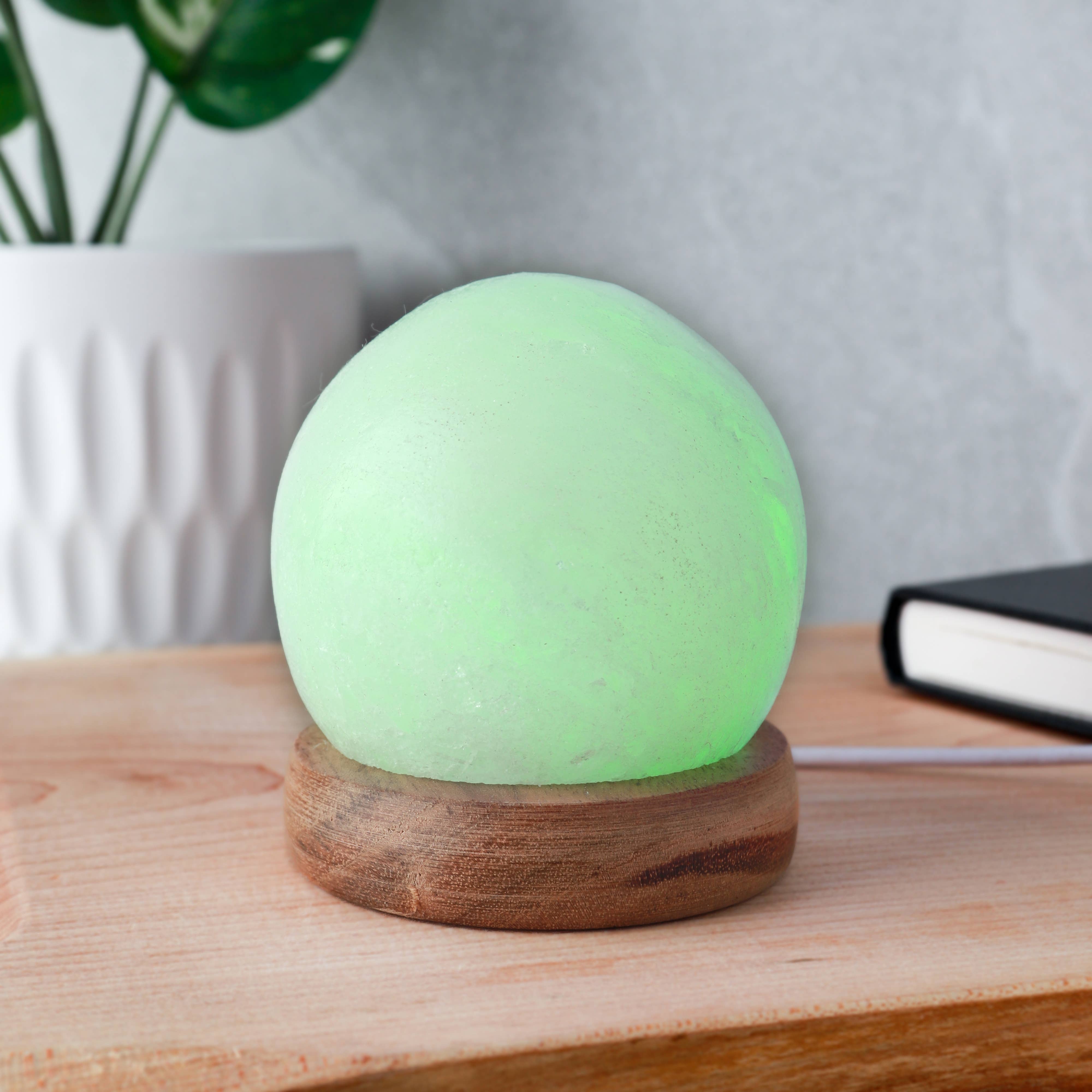 Natures Artifacts Inc - Wholesale Accent/Desk Lamp - Moon White Salt Crystal Lamp with USB5