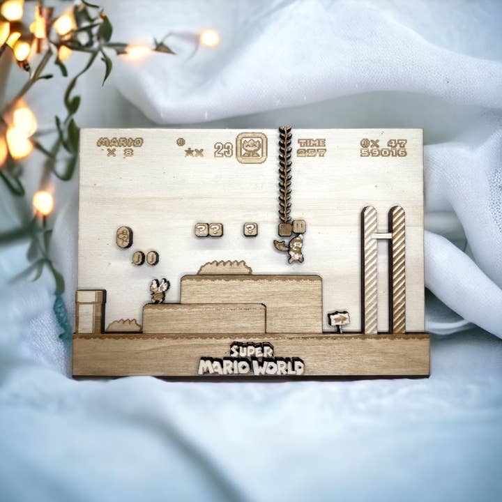 Studio Rima – Arte de parede dimensional/3D por atacado – Screen Super Mario Scenario - Quadro de arte de jogo de madeira