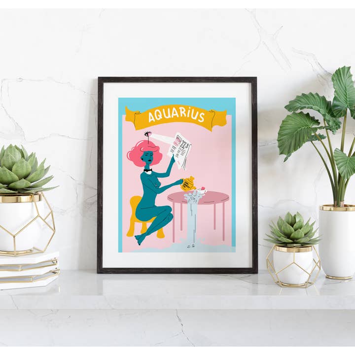 Aquarius Zodiac Sign Art Print for wholesale by Mars and moi
