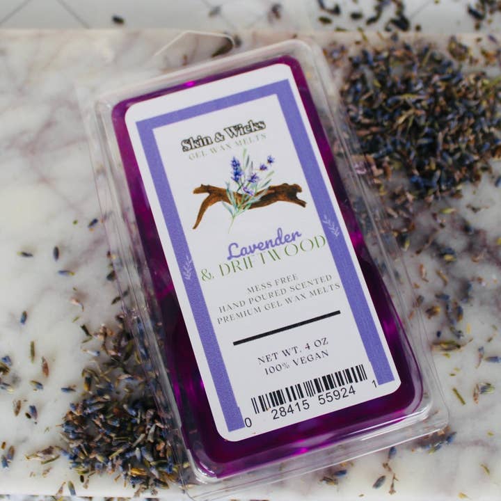 Lavender & Driftwood Gel Wax Melts for wholesale by Skin & Wicks