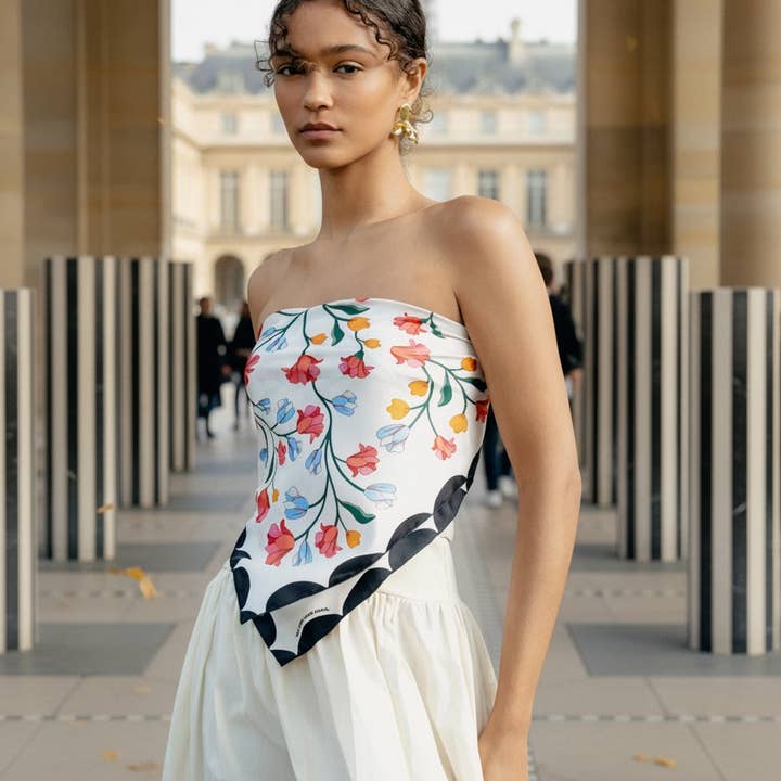 Jessie Zhao New York - Wholesale Scarf - Women's - Double Sided Silk Scarf Floral Echo4