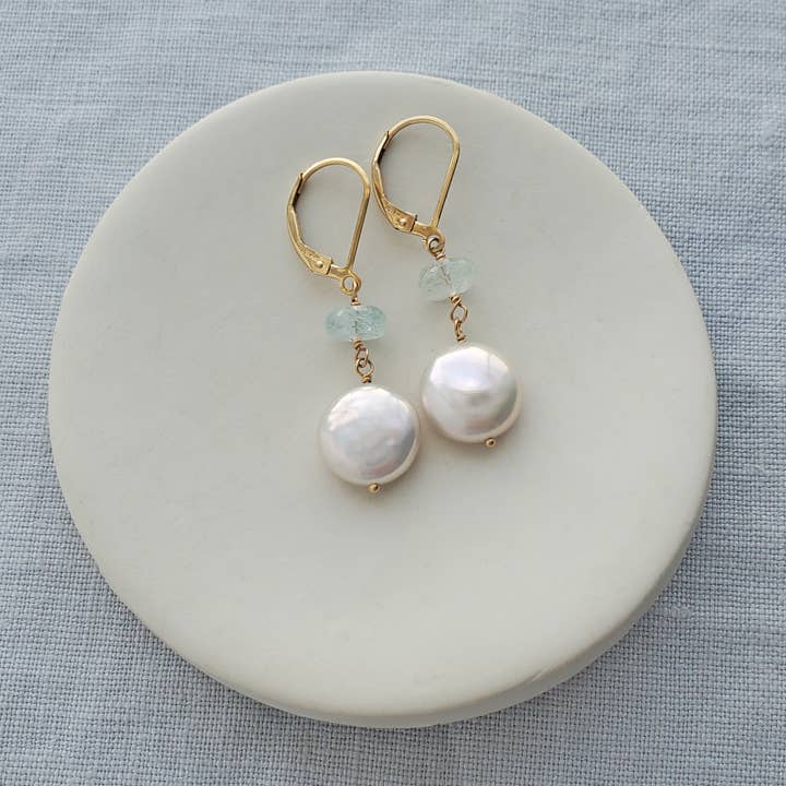 Carrie Whelan Designs - Wholesale Dangle Earrings - Coin Pearl Moonstone Earrings, Wedding Earrings2