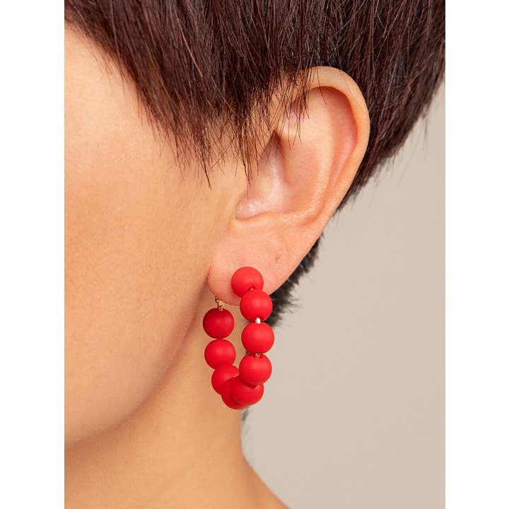 ZENZII Jewelry - Wholesale Hoop Earrings - Small Matte Beaded Resin Hoop Earring Jewelry