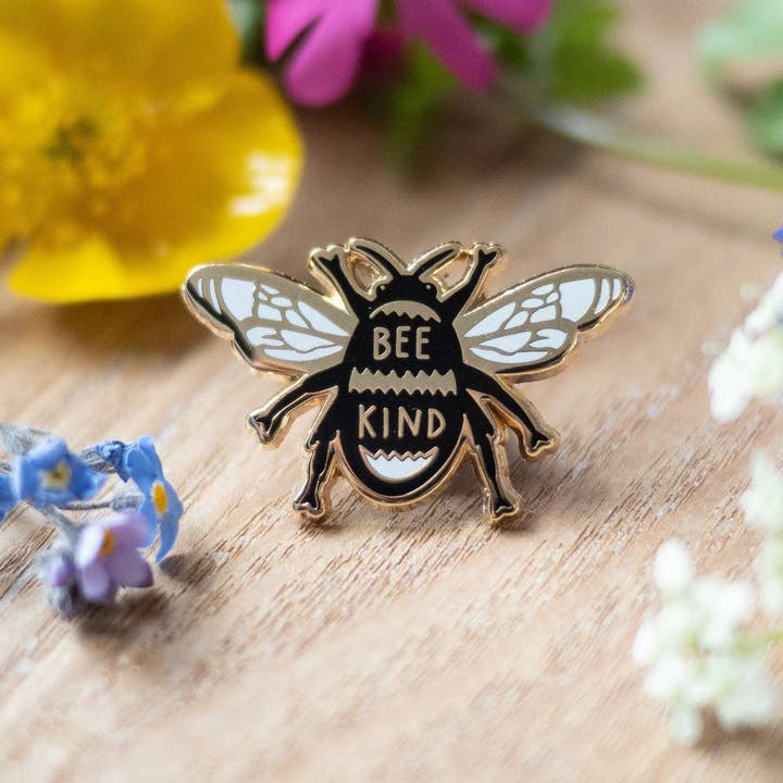 The Black Pug Press - Wholesale Lapel Pin/Button - Bee Kind Enamel Pin