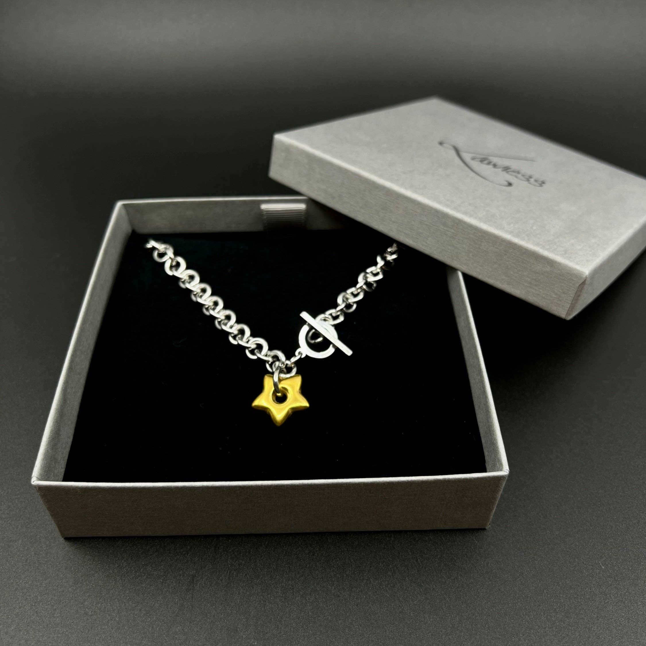 Lawless - Wholesale Pendant/Charm Necklace - Urania Axis Necklace with Star Charm and Toggle Fastening - Silver / Gold4