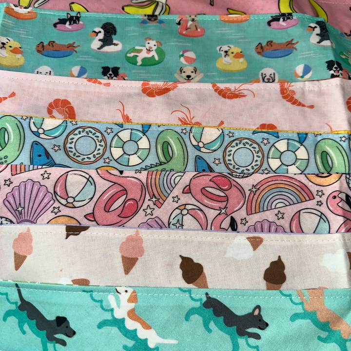 K and M Collars, LLC - Wholesale Pet Bandana - Dog - Dogs On Floats Reversible Dog Bandana, Swimming, Water