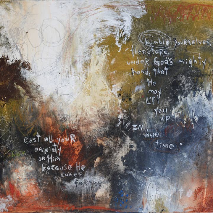 #021801<br> 1 Peter 5:6-7 <br> Canvas Art Print for wholesale by Michel Keck LLC