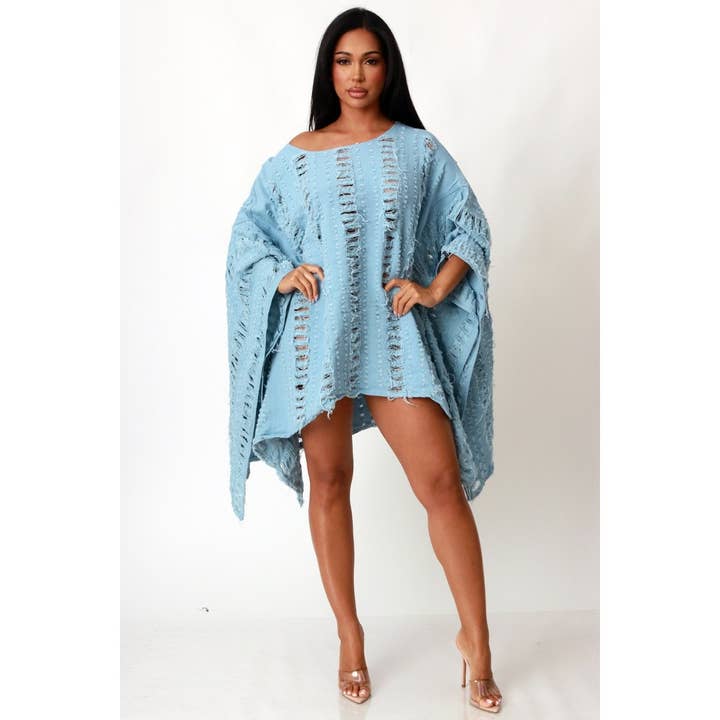 DORCAS - Wholesale T-Shirt - Women's - Ripped Denim Asymmetric Oversize Top11