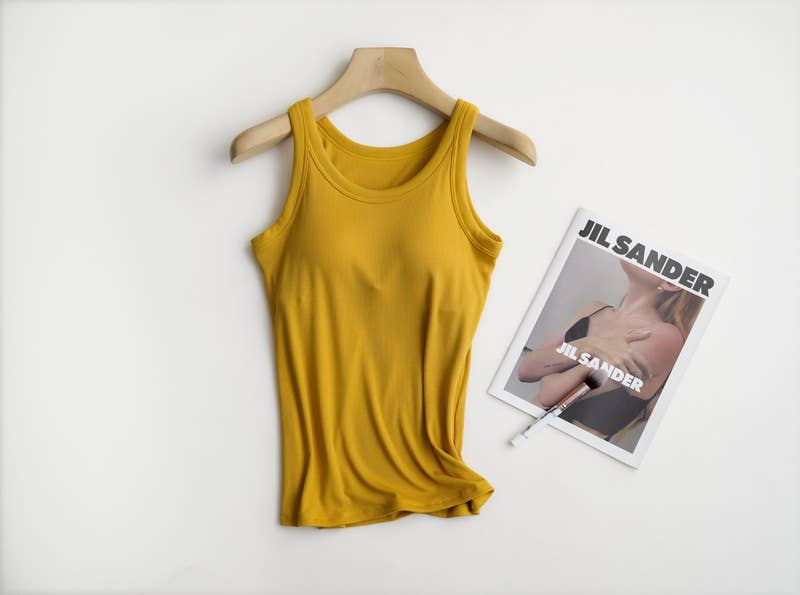 HIDDENBRAND - Wholesale Tank Top - Women's - Essential Basic Rib Soft tank top w built in bra15