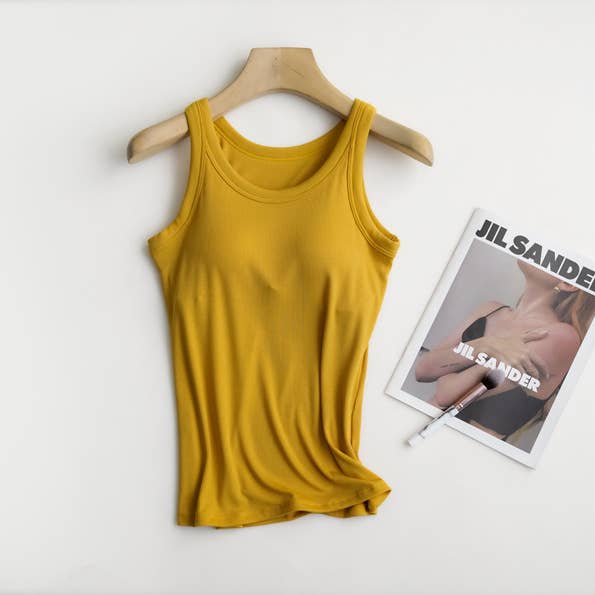 HIDDENBRAND - Wholesale Tank Top - Women's - Essential Basic Rib Soft tank top w built in bra15