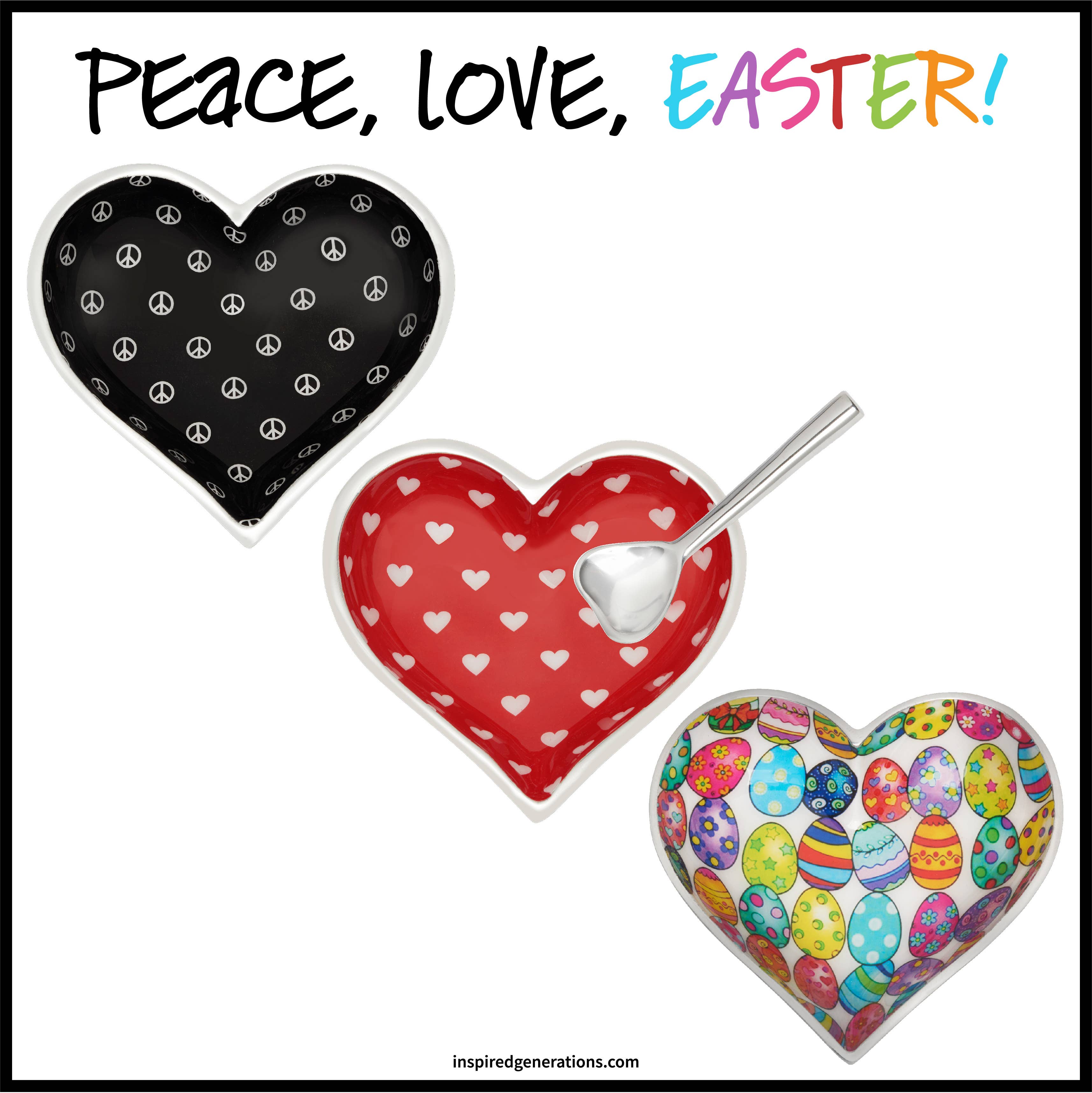 Inspired Generations - Wholesale Decorative Plate/Dish/Bowl - Happy Easter Heart with Heart Spoon3