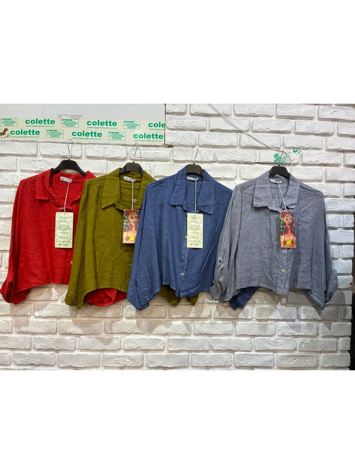 la maison des fibres naturelles - Wholesale Button Down Shirt - Women's - Linen crop shirt 83263 100% linen10