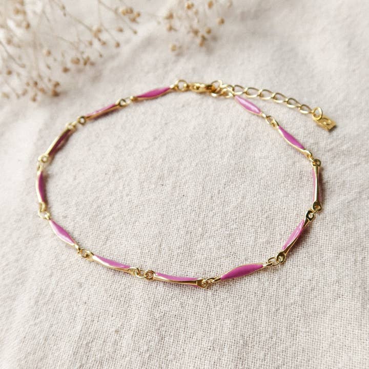 Fußkettchen Sommer Fußkettchen emailliert fuchsia für den Großhandel von Olivolga Bijoux