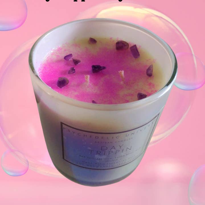 DAY TRIPPIN 'soja ljus 14 oz. burk med lock för wholesale av Psychedelic Universe