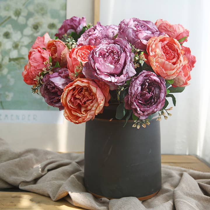 ACNITE(We cover U.S. import duties) - Wholesale Artificial flowers - Silk Peony Flowers bouquet for home decoration vase filler4