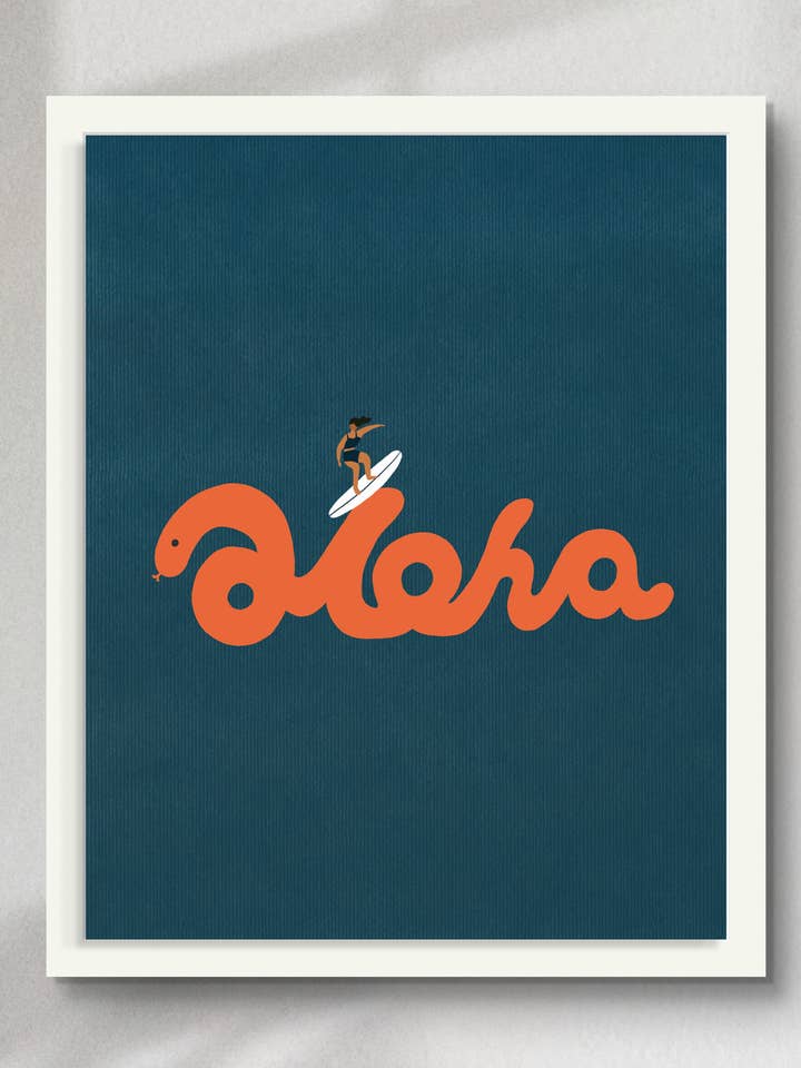 "Riding the Aloha: Her Flow" Matted Print for wholesale by Angela Wan Art