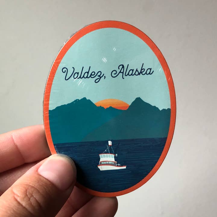Sarah Cochran Artist - Wholesale Magnet - Custom Location Fishing Magnet - Alaska Mountains Magnet0