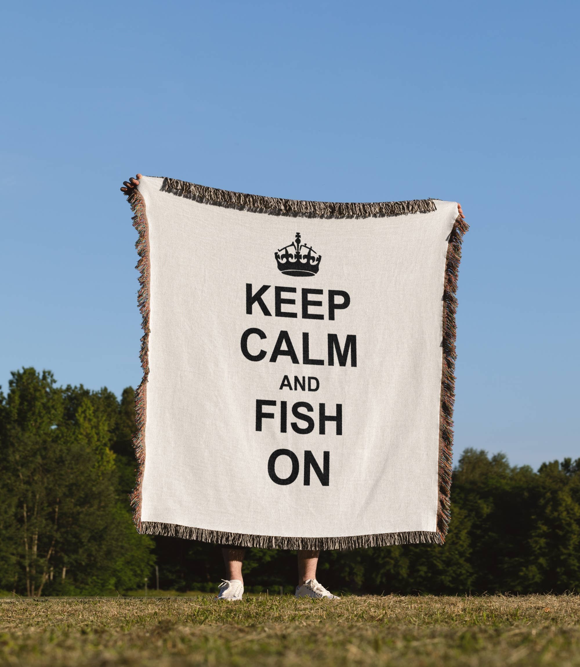 3dRose - Wholesale Throw Blanket - 3dRose, Keep Calm and Fish on - carry on fishing - gifts for fishermen fisherman - fun funny humor humorous, Blanket1