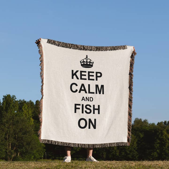 3dRose - Wholesale Throw Blanket - 3dRose, Keep Calm and Fish on - carry on fishing - gifts for fishermen fisherman - fun funny humor humorous, Blanket1
