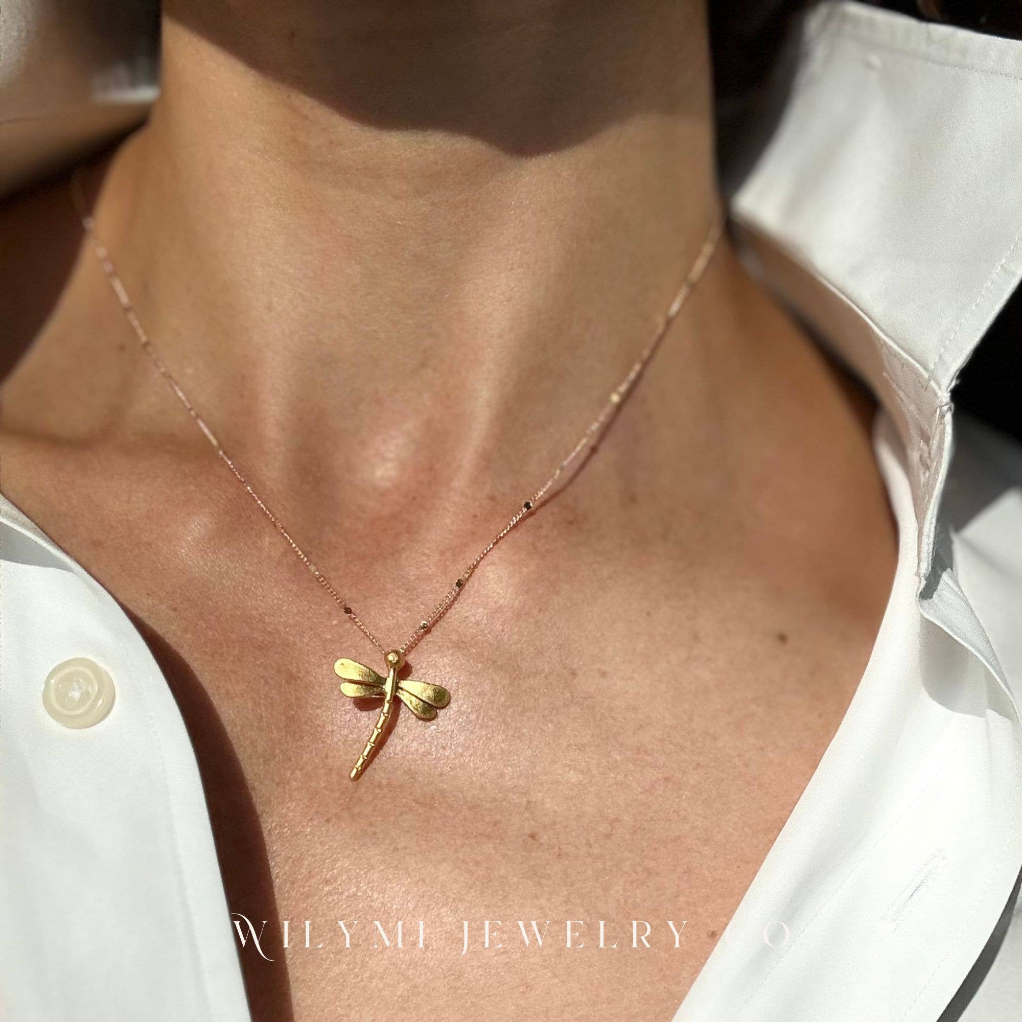 WILYMI Jewelry Co - Wholesale Pendant/Charm Necklace - Mini Dragonfly Necklace | Gold Filled | Sparkling 4